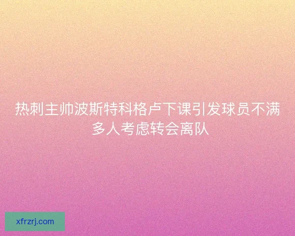 热刺主帅波斯特科格卢下课引发球员不满 多人考虑转会离队